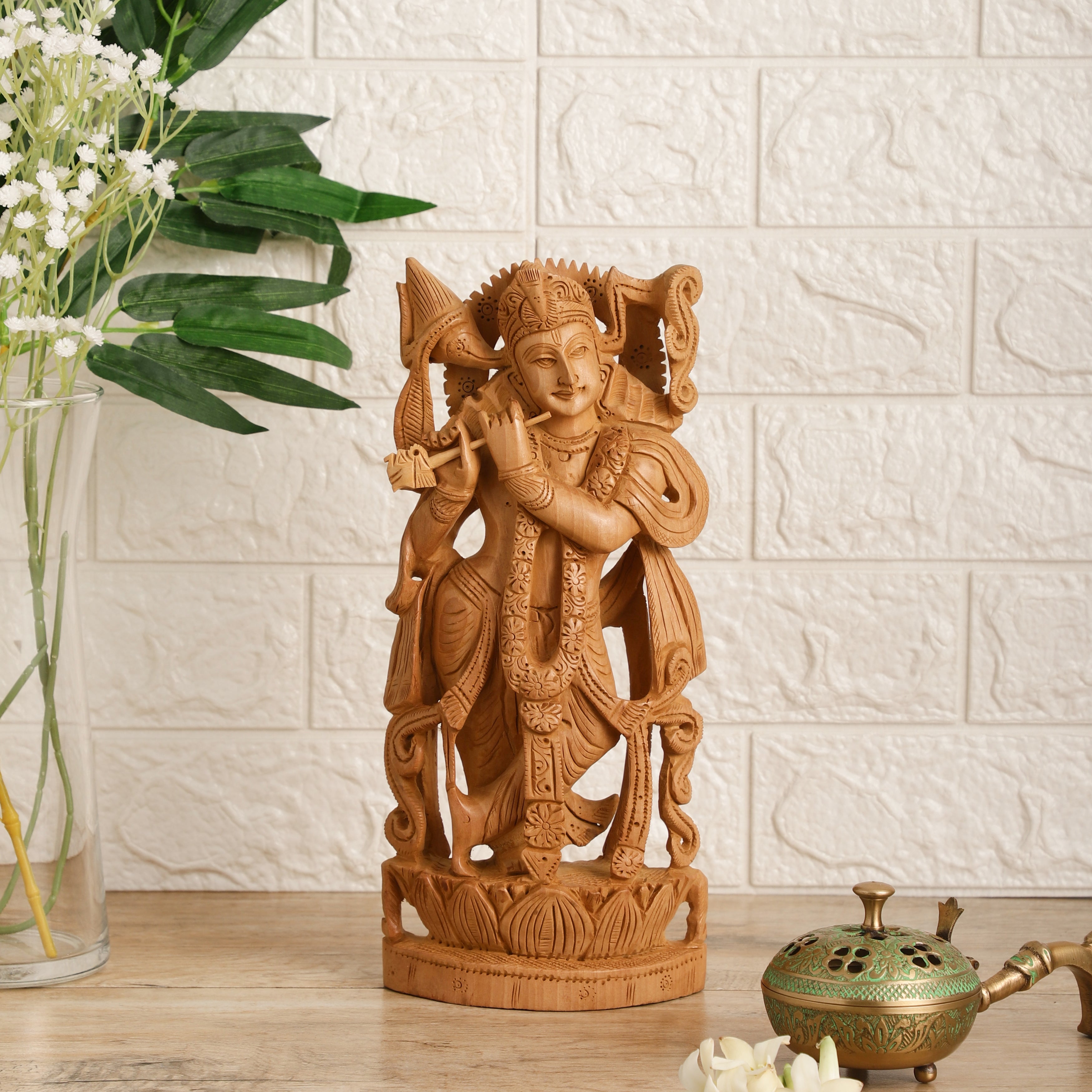 Krishna Wooden Carved Idol