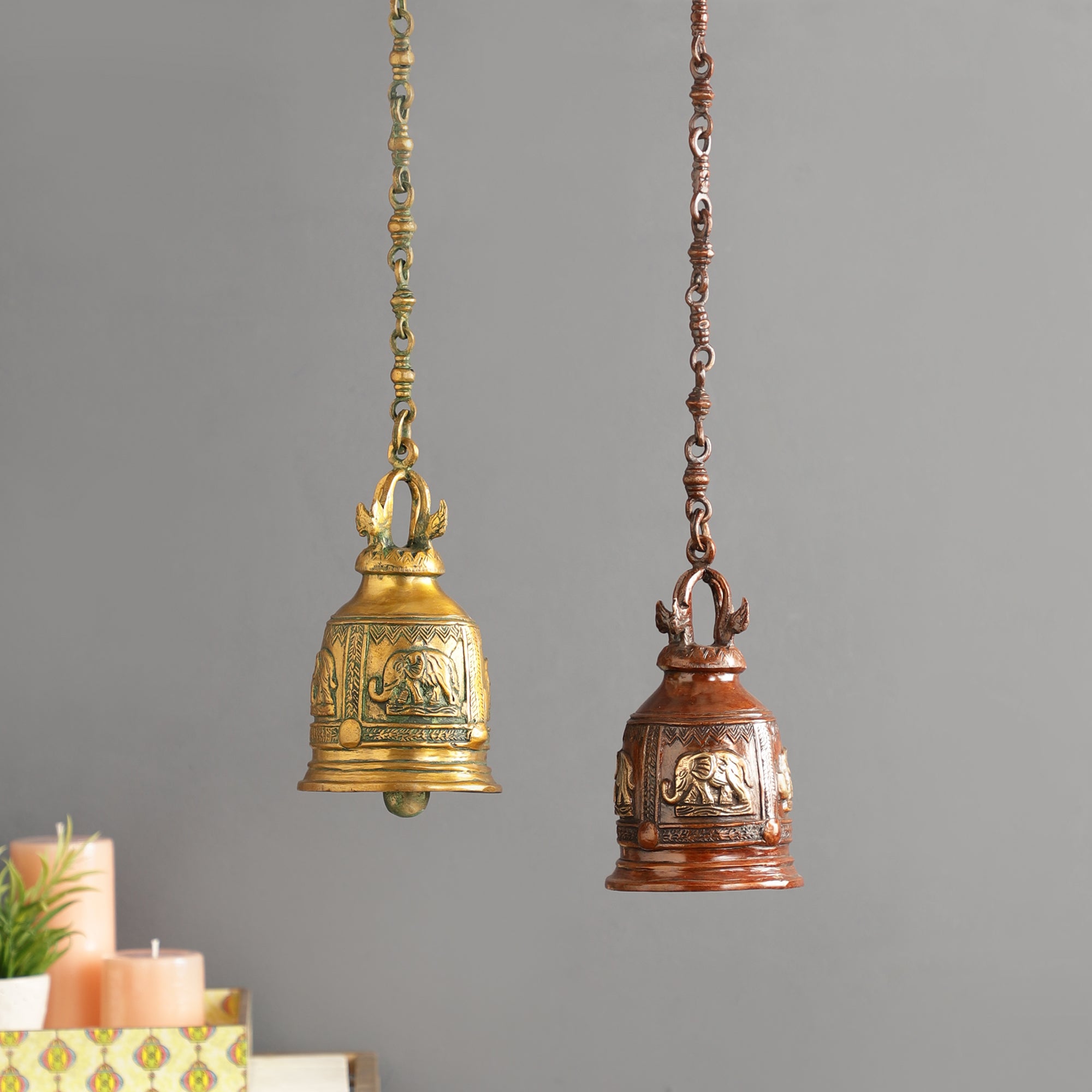 Elephant Brass Hanging Bell (Single)