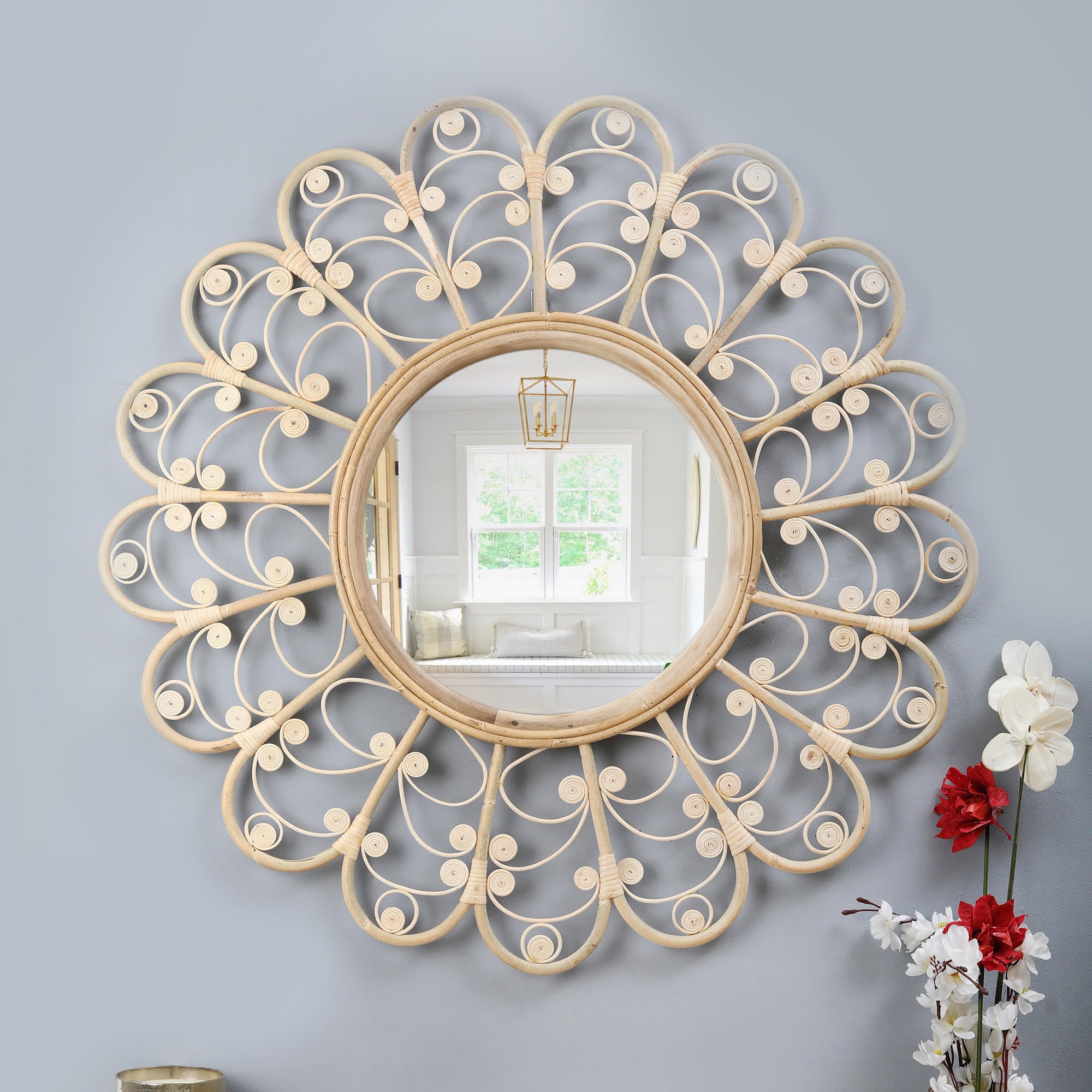 Twirly Reflections - Handcrafted Cane Wall Mirror